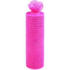 10 inch x 30 feet Deco Poly Mesh Ribbon Metallic Foil Dark Pink Color New